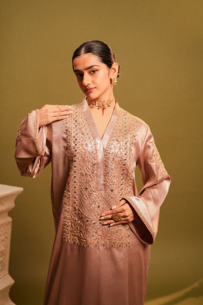 SAFAIN – Rose-Gold Embroidered Luxury Ensemble