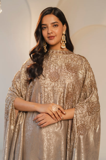 ZAREESHA – Metallic Embroidered Luxury Cape Set