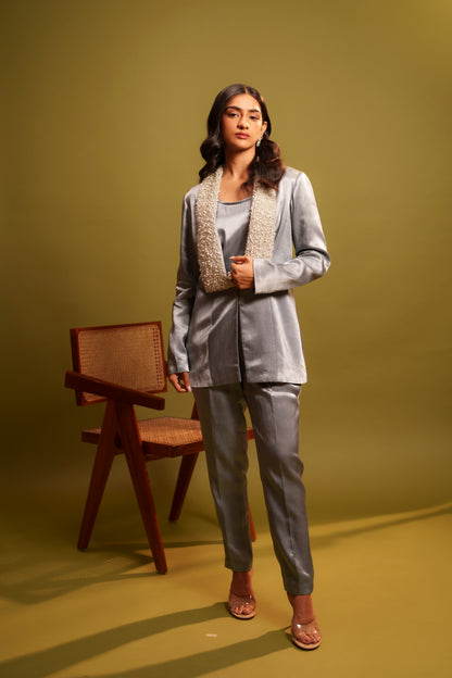 RUHAB – Metallic Tone Luxury Designer Blazer Set